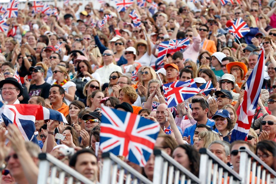 The crowd soaks up the atmosphere on Day 12 of the Olympics at Greenwich Park in London.