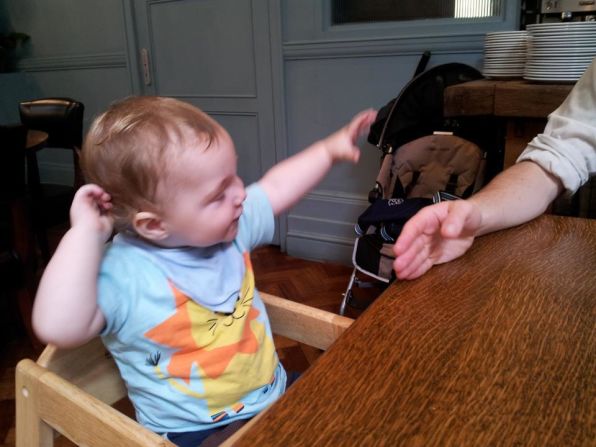 While at a London pub for Sunday lunch with his wife and in-laws, Gordon Coutts says his 11-month-old son Drummond started bolting out of nowhere. "It was so cute! It made everyone around the table crease up with laughter. Drummond looked at us a bit puzzled at first, but then started chuckling," he says.