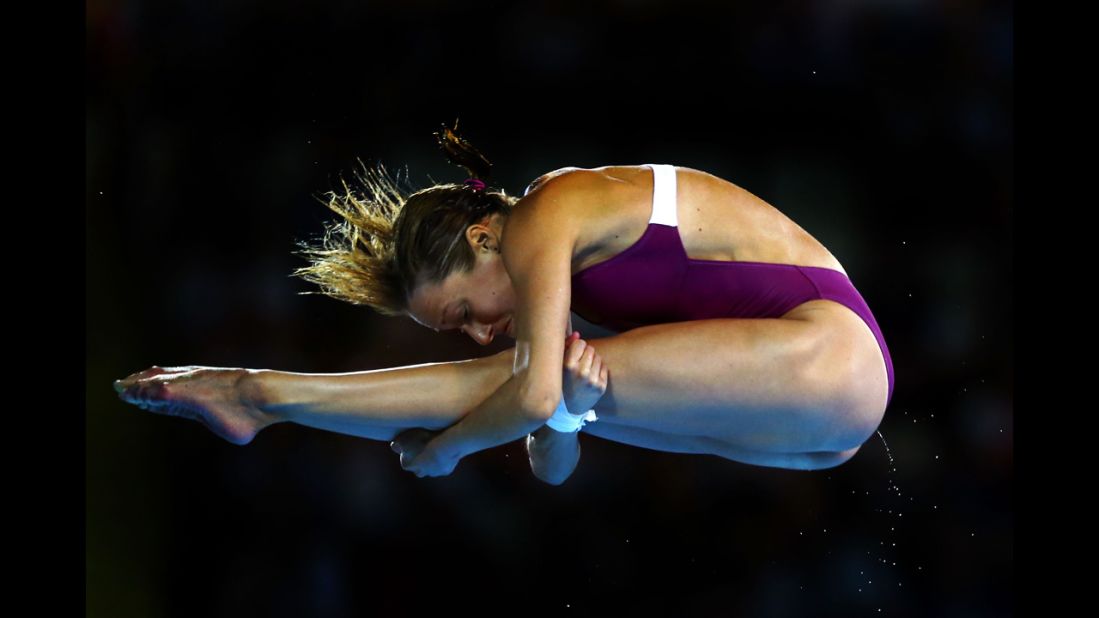 French diver Audrey Labeau competes in the women's 10-meter platform preliminary.