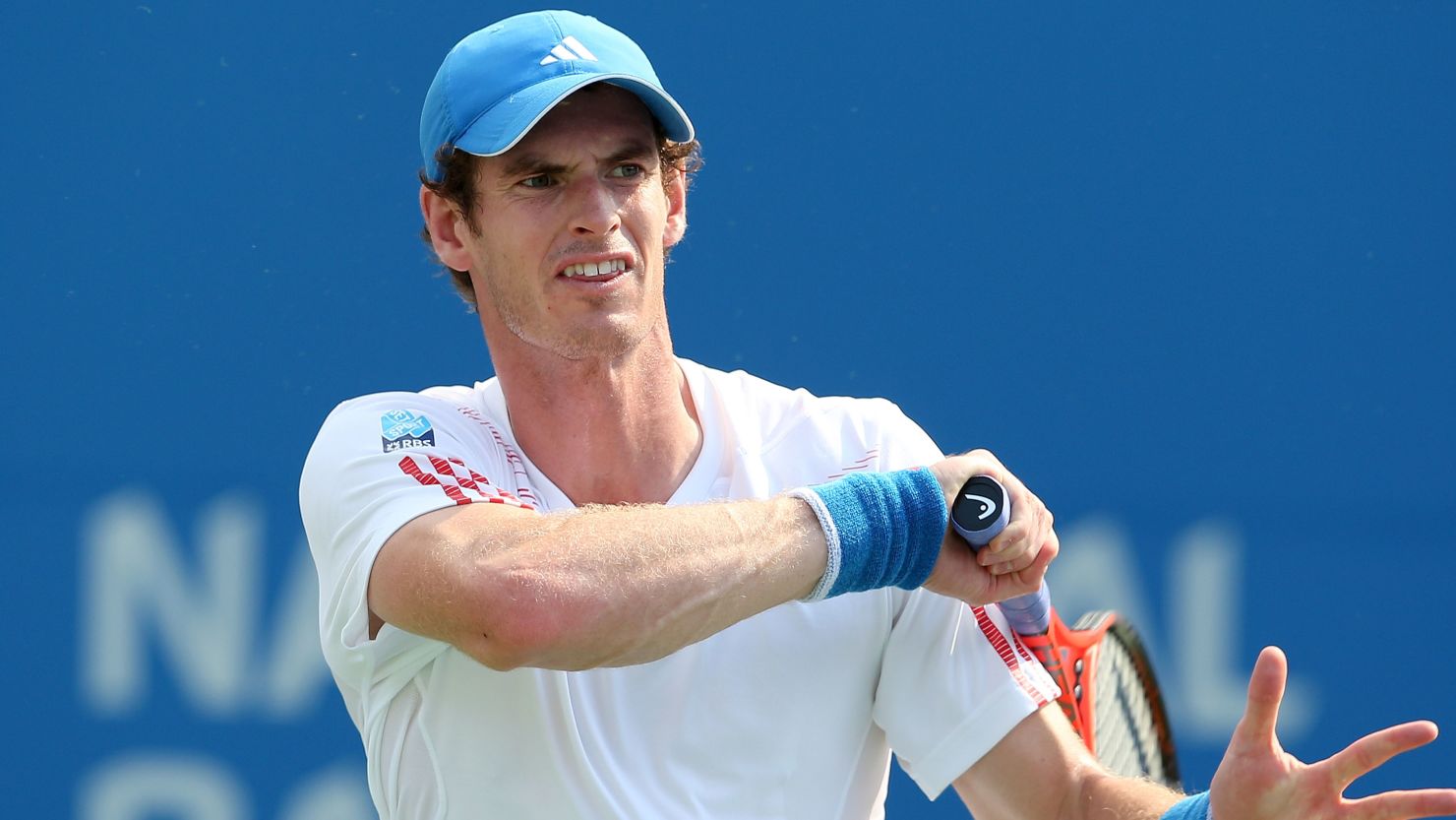 Andy Murray hits a return during his straight sets win over Flavio Cipolla in Toronto. 
