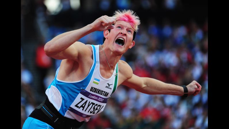 Ivan Zaytsev of Uzbekistan competes in the men's javelin throw qualifications.
