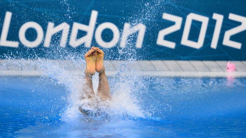 South Korea's Kim Suji competes in the women's 10-meter platform preliminary round during the diving event.