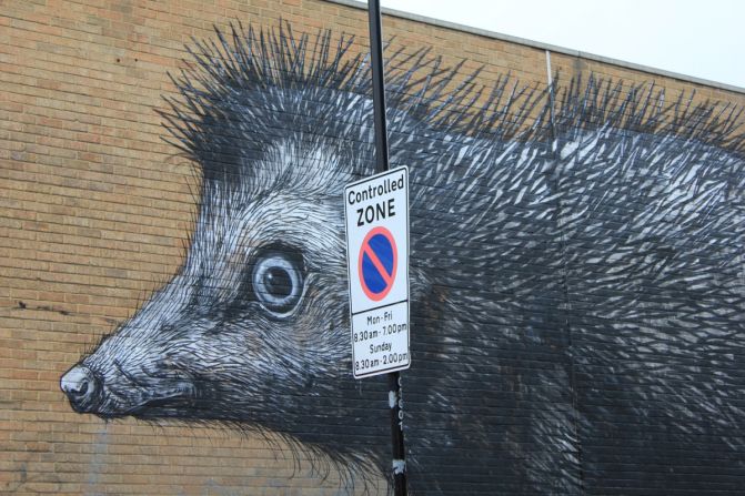 A work by street artist ROA in Chance Street, Shoreditch.