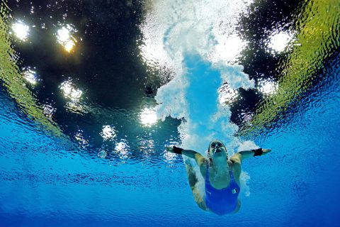Italy's Noemi Batki competes in the women's 10-meter platform diving semifinal.
