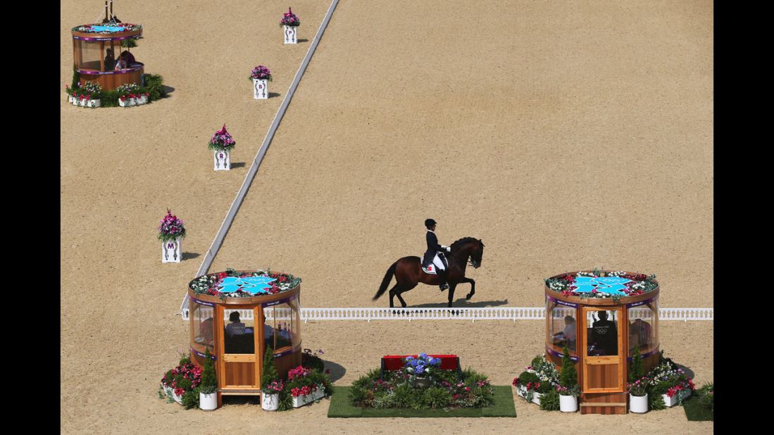 Portugal's Goncalo Carvalho rides Rubi in the individual dressage event.