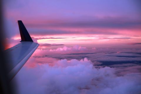 Nervous flier Rosa Mangin took this gorgeous sunset shot during a flight from Memphis, Tennessee, to Tupelo, Mississippi. "Staring at the beauty of the clouds that night, I could not help but think how much of life I would miss out on if I let my fear of flying overcome me." 
