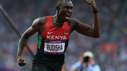 David Lekuta Rudisha of Kenya celebrates after winning gold and setting a new world record in the Men's 800m Final on Day 13 of the London 2012 Olympic Games at Olympic Stadium on August 9, 2012 in London, England. (Photo by Streeter Lecka/Getty Images)