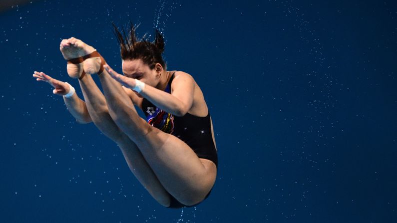 Malaysia's Pamg Pandelela Rinong competes in the women's 10-meter platform diving final.