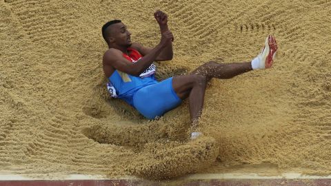  Lyukman Adams of Russia competes during the men's triple jump final.