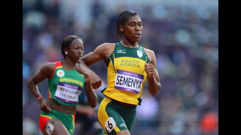 Caster Semenya of South Africa competes in the women's 800-meter semifinals.