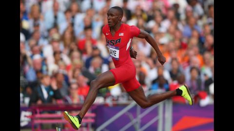 Will Claye of the United States competes during the men's triple jump final.