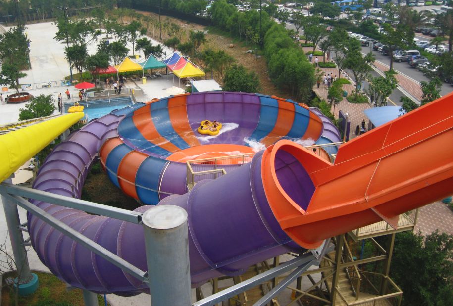 Seated face-to-face on four-person rafts, riders of Behemoth Bowl reach speeds of 32 feet per second as they plummet down a 262-foot-long translucent tunnel and into a 60-foot-wide bowl.