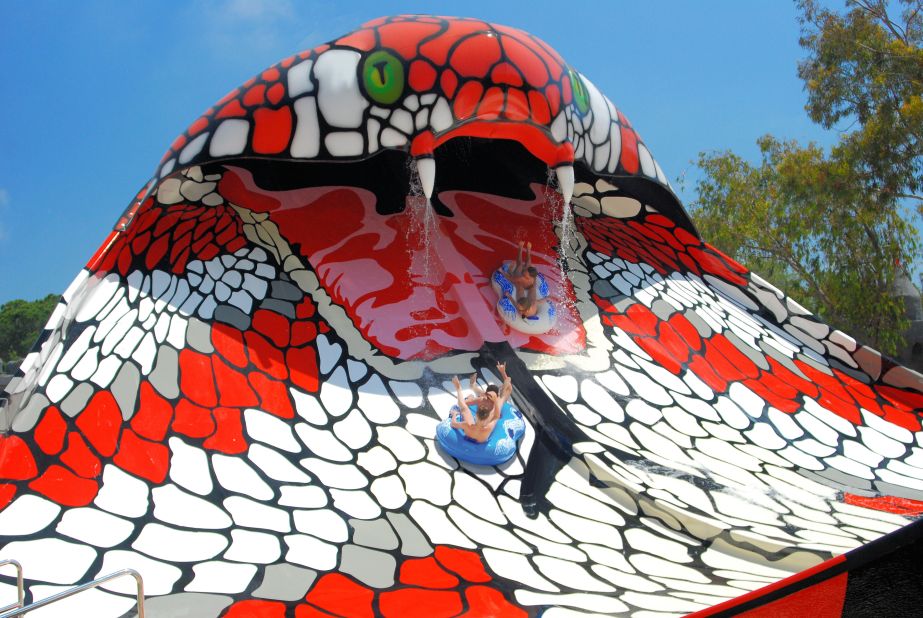 Resembling a massive snake, the King Cobra makes an intimidating first impression with its oversize black, yellow and bold orange scales and allows two tubes to zip up to 32 mph.
