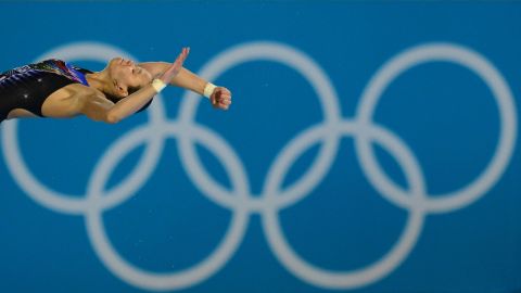Malaysia's Pandelela Rinong Pamg competes in the final of the women's 10-meter platform during the diving event.