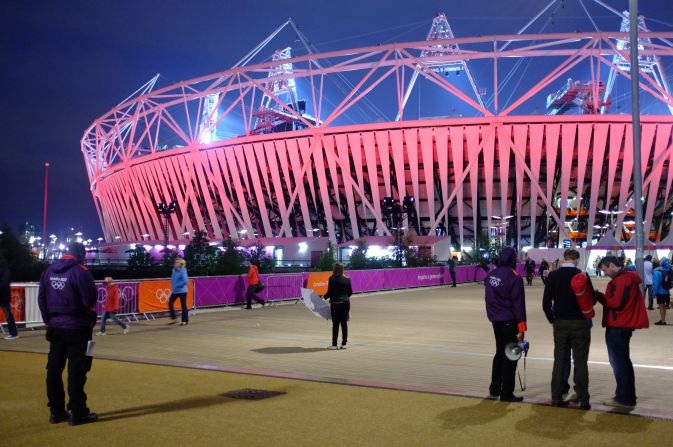 During the day, the Olympic Park in London is heaving with people going to and from events and seeing the sights. But at night, it's a different story. One day towards the end of the Olympics fortnight, CNN's Linnie Rawlinson stayed to see what happens once spectators are all inside the venues, watching their evening games. 
