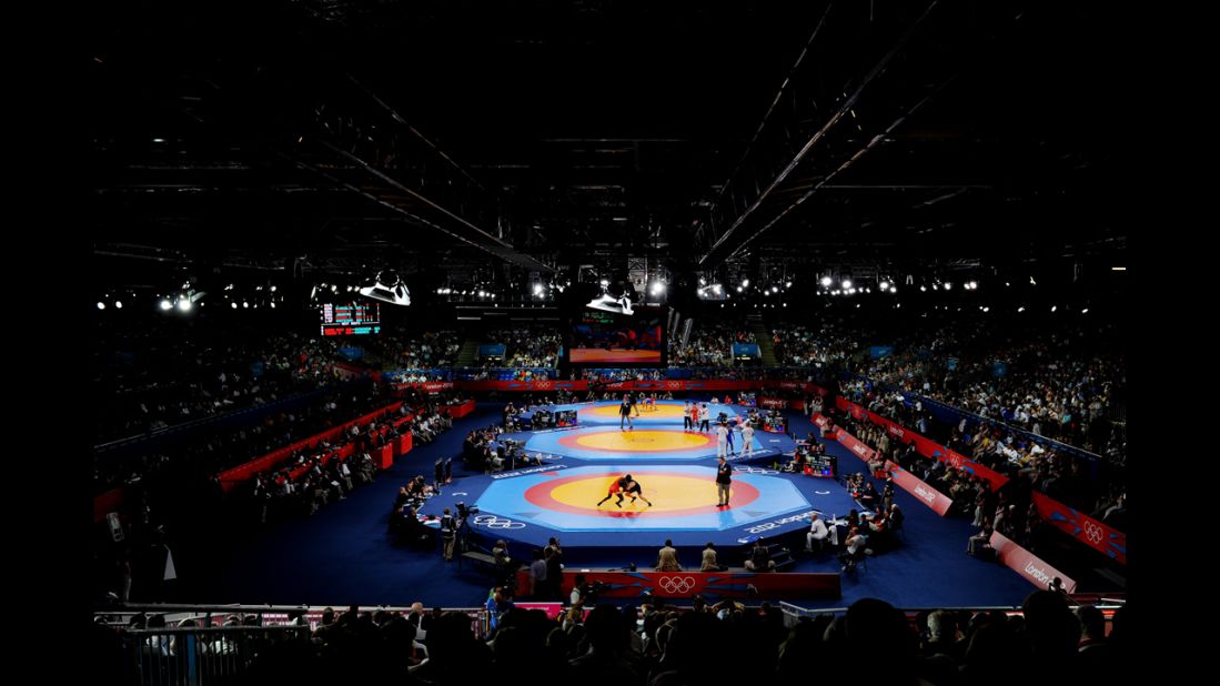 A view of the wrestling events at ExCeL in London.