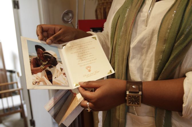 Thank-you cards from customers are displayed in the shop.  "People sent messages, emails, they phoned to say they were sorry," Jan said.