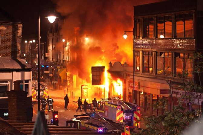 The riots were the worst London had seen in nearly two decades. Pictured is a scene from one of the worst-hit areas, Tottenham, north London, on August 6, 2011.