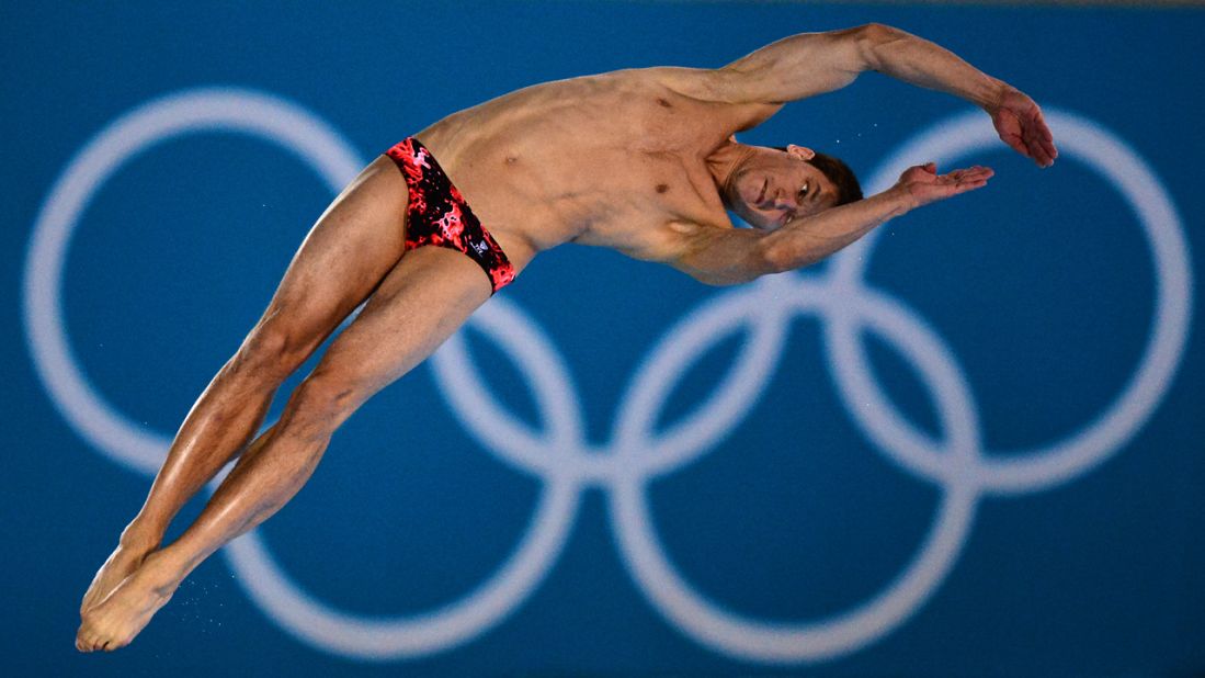 Belarus' Timofei Hordeichik  competes in the men's 10-meter platform preliminary round during the diving event.