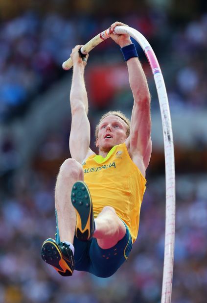 Steven Hooker of Australia competes during the men's pole vault final.