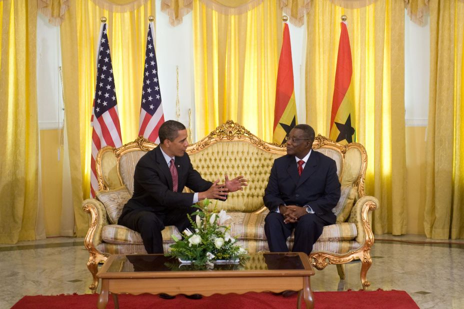 U.S. president Barack Obama visited Ghana in July 2009, where he met president Mills and addressed the West African country's parliament. This was Obama's first presidential visit to sub-Saharan Africa. At the time, he bypassed his father's native Kenya and visited Ghana, which is hailed as a beacon of peace and democracy in a volatile region.