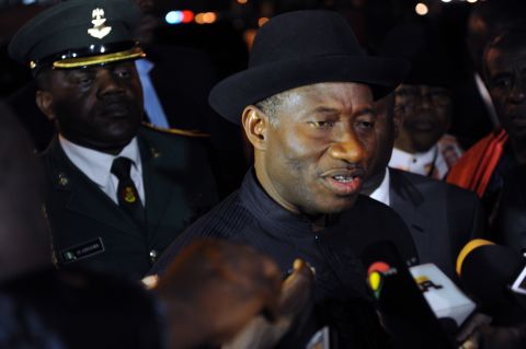 Nigerian president Goodluck Jonathan also arrived Thursday to Ghana, one of the many heads of state attending the burial of Mills. 