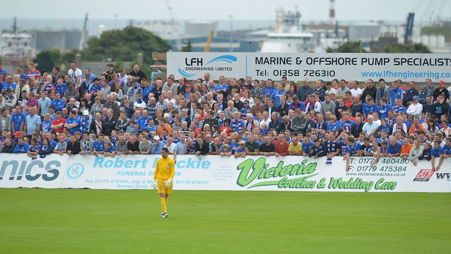Rangers fans pack into Balmoor, the home of fourth-tier Scottish club Peterhead.