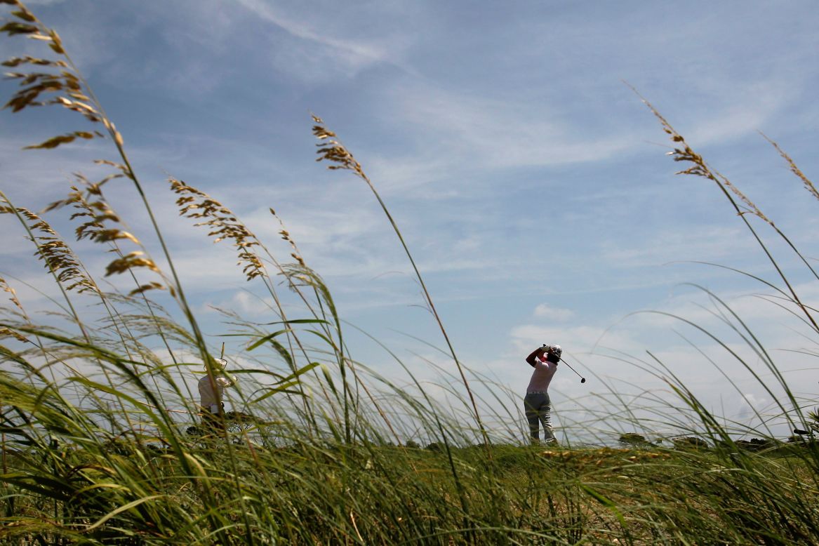 Ryo Ishikawa of Japan hits off the fourth tee during round three in South Carolina on Saturday.