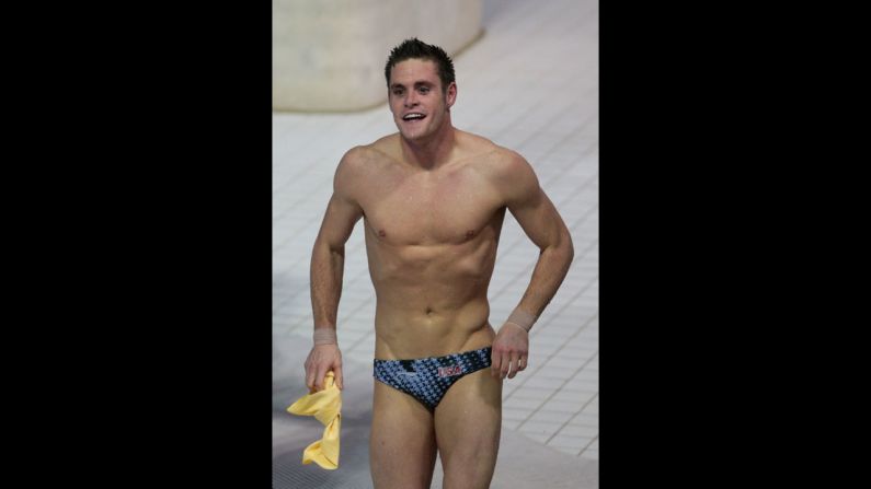 David Boudia reacts to winning gold in the men's 10-meter platform final.