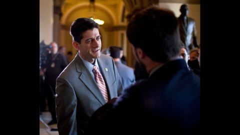 Ryan speaks to the media in 2009 about President Barack Obama's 2010 budget proposal. 