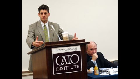 Ryan speaks at a Cato Institute briefing on Medicare reform in the Rayburn House Office Building in Washington on July 22, 2003.