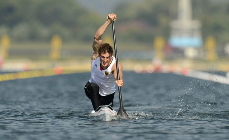 Sebastian Brendel of Germany competes in the men's canoe single 200-meter sprint final.
