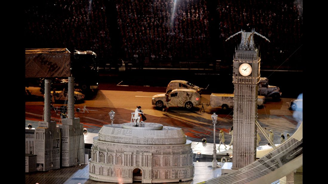 A rendition of London's Big Ben makes an appearance in the closing ceremony.