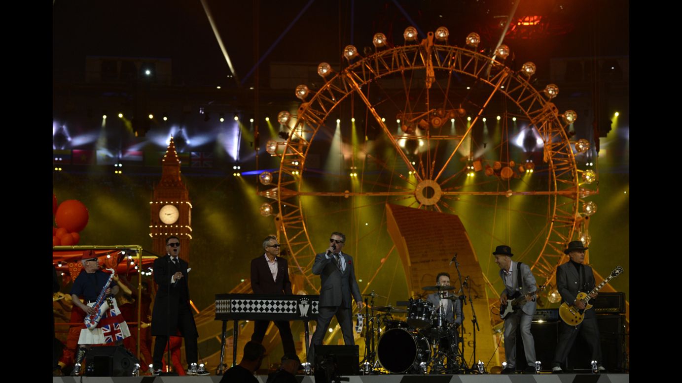 Madness perform their 1982 hit "Our House" during the closing ceremony.