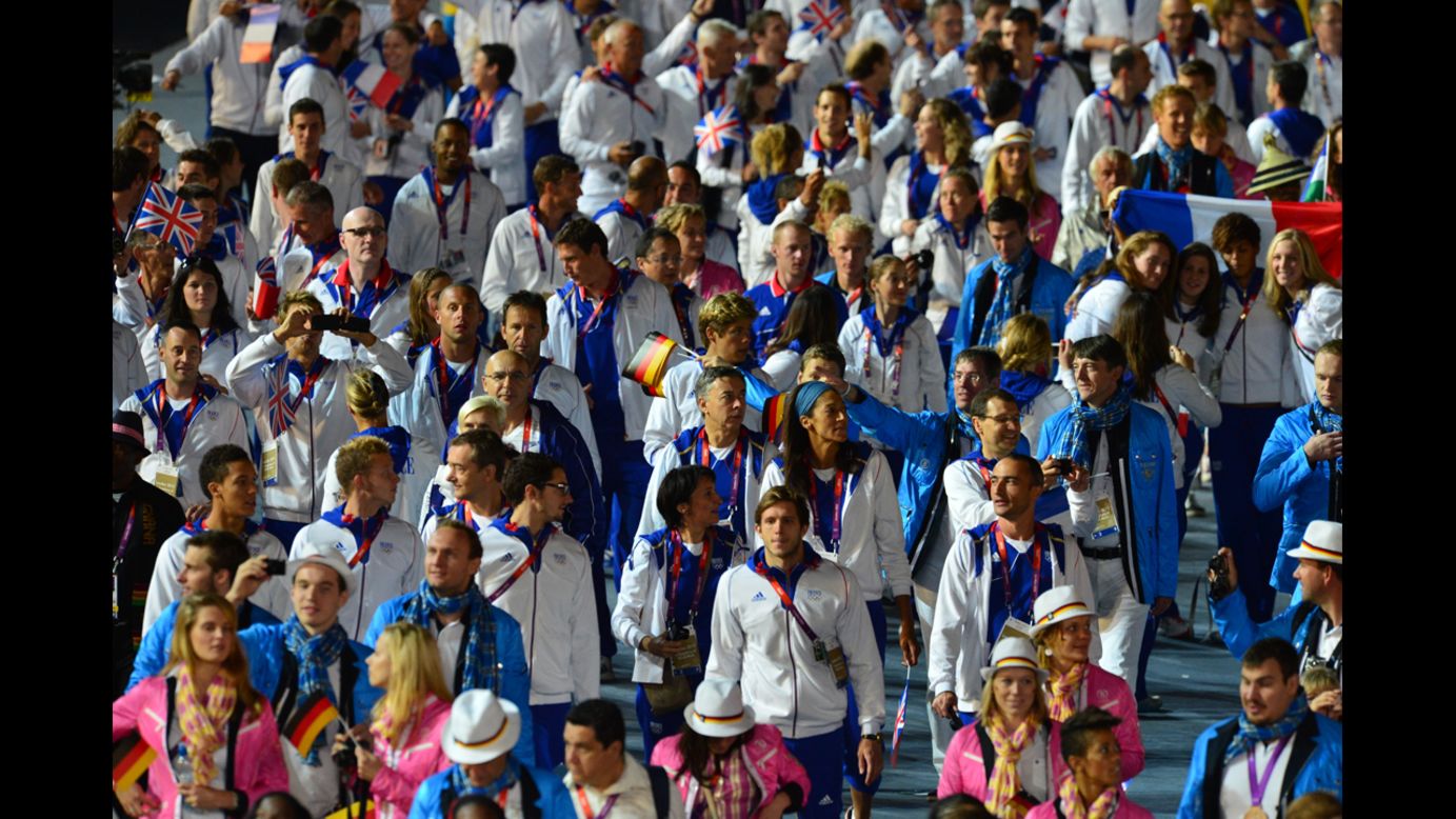 Athletes from Great Britain parade during the closing ceremony.