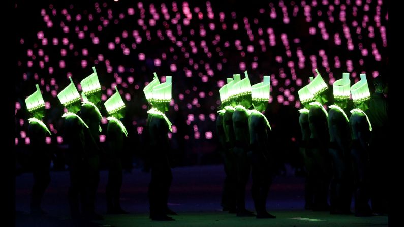 Artists perform during the closing ceremony.