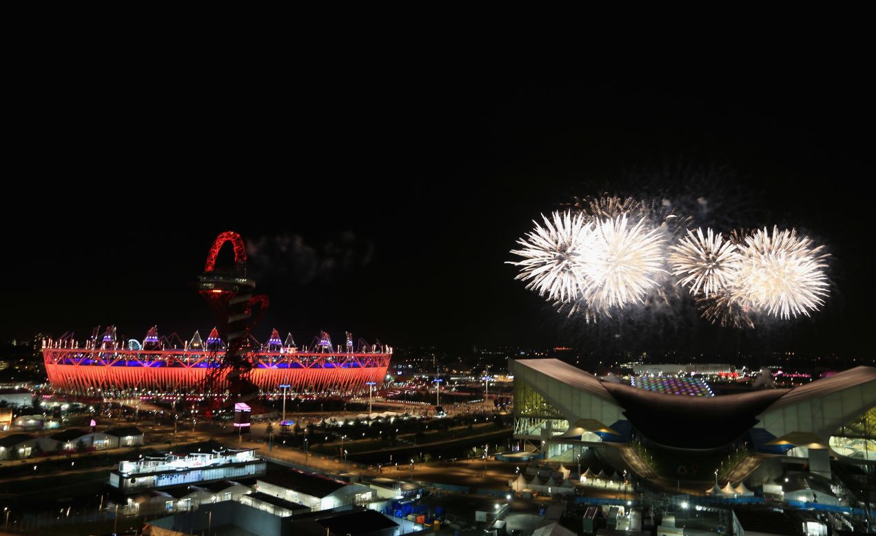 Fireworks light up the Olympic stadium during the closing ceremony of the London 2012 Olympics on Sunday, August 12. Check out photos from the <a href="http://www.cnn.com/2012/07/27/worldsport/gallery/olympic-opening-ceremony/index.html" target="_blank">opening ceremony.</a>