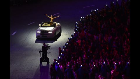 British singer Jesse J inside the Olympic stadium.