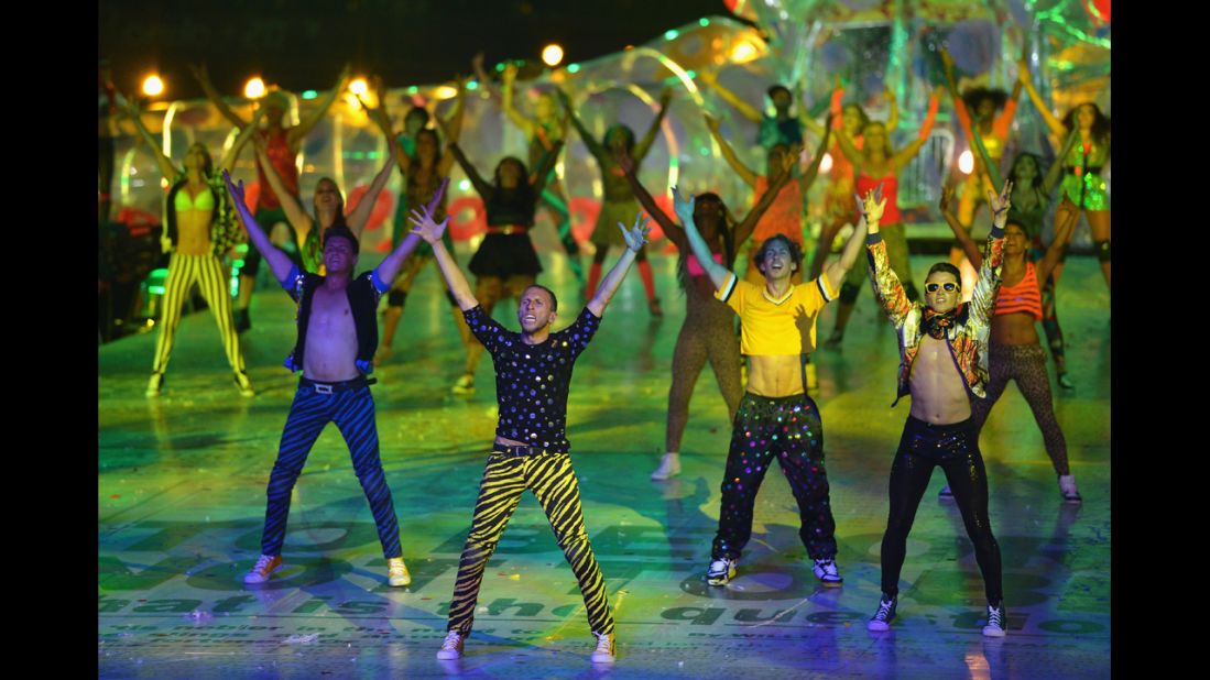 Brazilian artists perform during the closing ceremony.