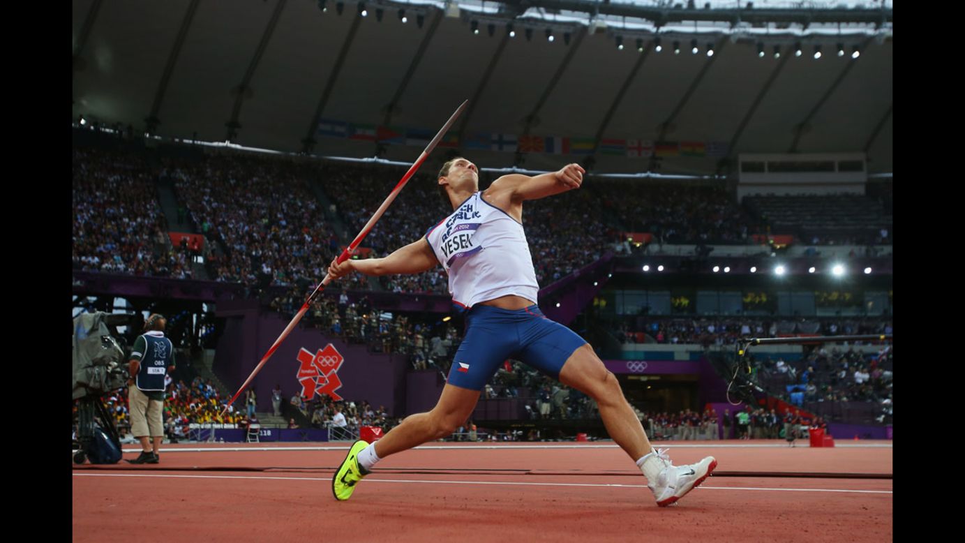 Vitezslav Vesely of Czech Republic competes during the Men's Javelin Throw final.