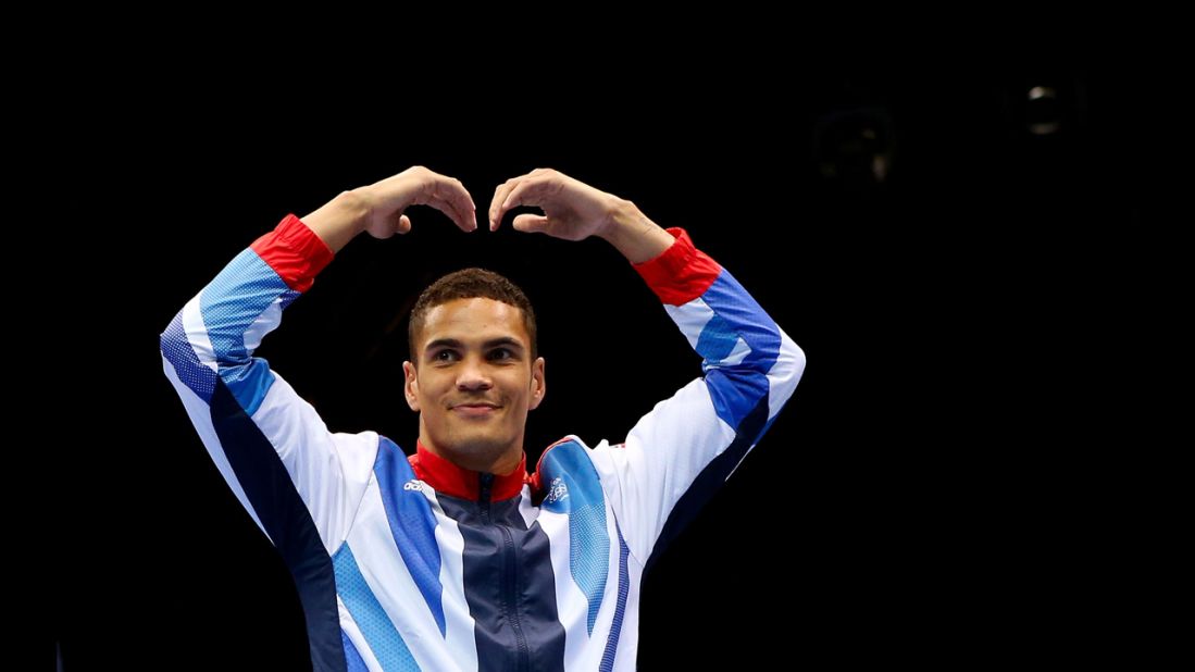 Anthony Ogogo of Great Britain poses for a music box.