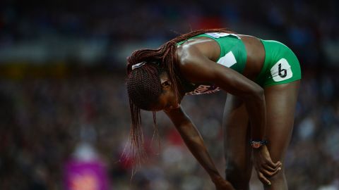 Disappointment for Nigeria's Muizat Ajoke Odumosu, who came last in the 400m hurdles final.