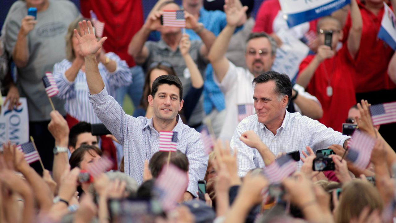 Mitt Romney and vice presidential candidate and Wisconsin native Rep. Paul Ryan greet supporters in Waukesha.