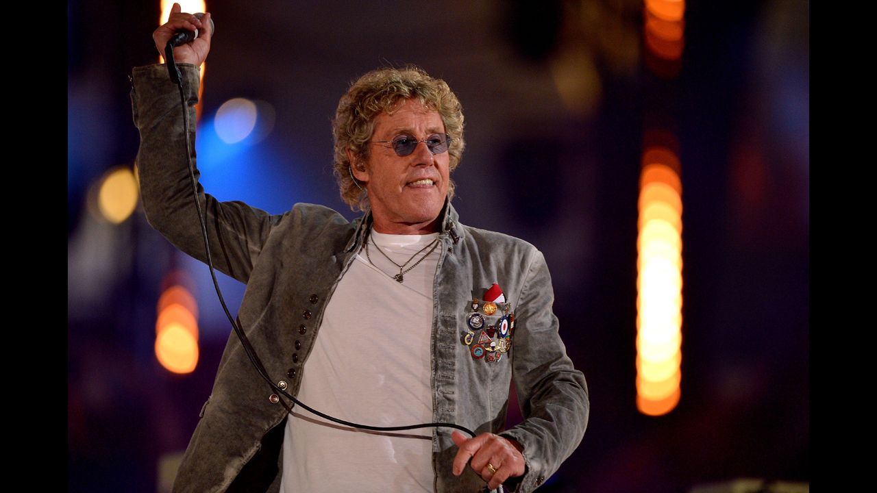 Roger Daltrey of The Who performs during the finale of the closing ceremony.