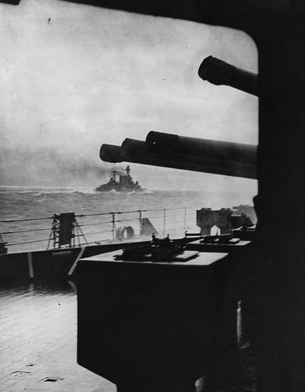 May 5, 1941: The last picture of HMS Hood as seen from HMS Prince of Wales as she went into action against the German battleship Bismarck