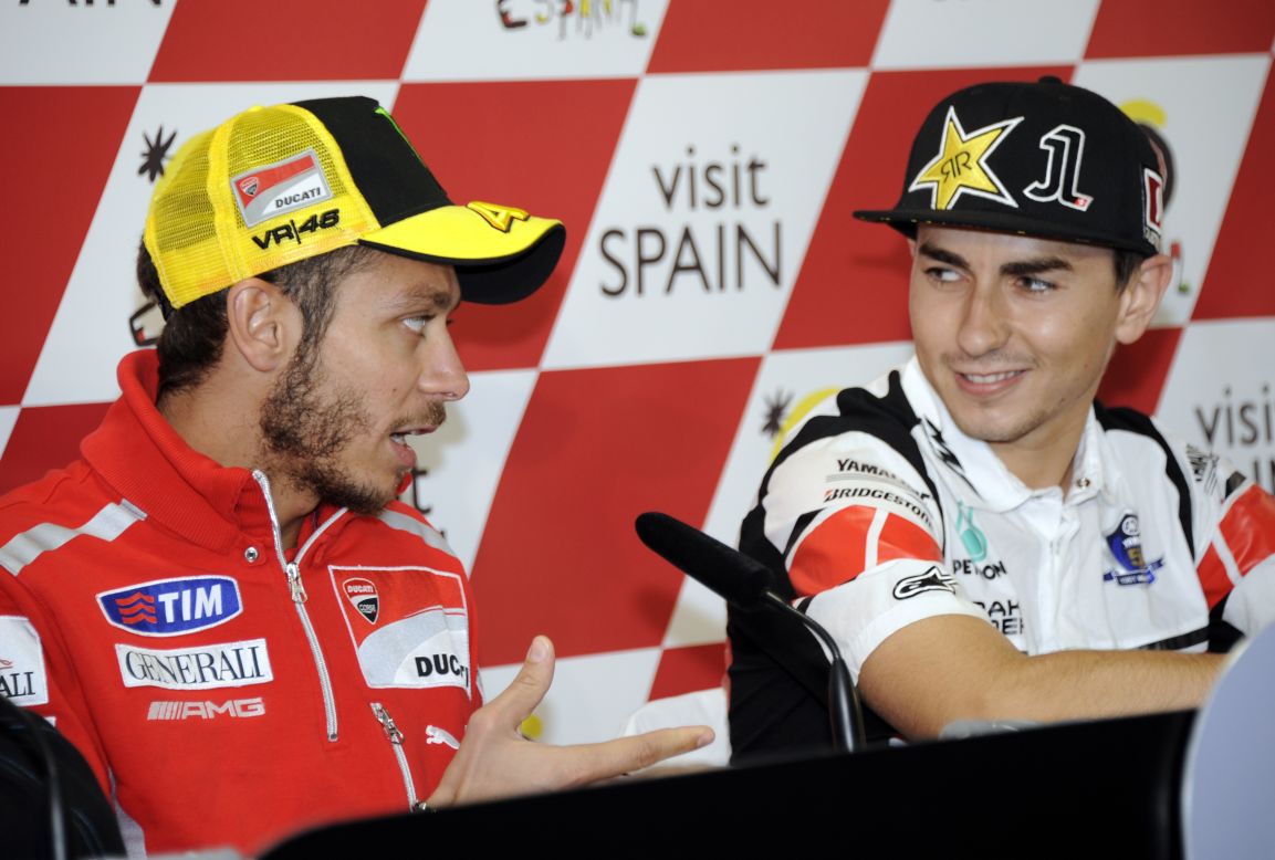Valentino Rossi, left, will rejoin Jorge Lorenzo at Yamaha next season, renewing one of MotoGP's biggest rivalries in recent years.