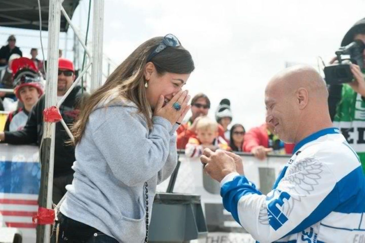 BMX rider Todd Lyons took a knee in April at a national BMX race in Chula Vista, California, and popped the question to Mare Galletti, his girlfriend of three years. "People constantly tell us what an awesome proposal it was and how awesome it is to have it all captured," Galletti said. <a href="http://ireport.cnn.com/docs/DOC-826859" target="_blank">See more on Lyons' very public proposal on Galletti's iReport</a>.                                                                                                      