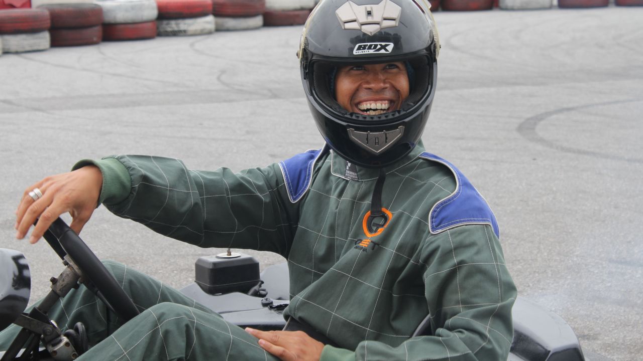 CNN's Vladimir Duthiers tries out go-kart racing in Lagos, Nigeria.