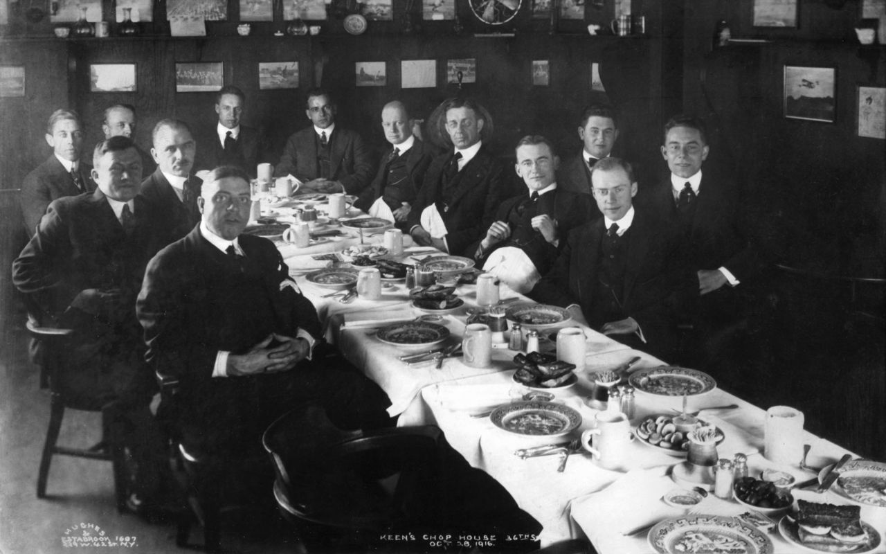Here, a group of gentlemen dine at Keens in the 1910s.