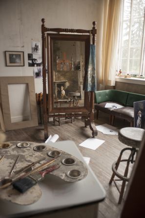 The artist's tools, the sketches and photos pinned to the walls and the slight disarray are much as they would have been when Andrew Wyeth worked in this studio.